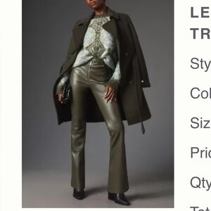 Anthropologie. Avec Les Filles faux leather pants. Color green. Size 14.